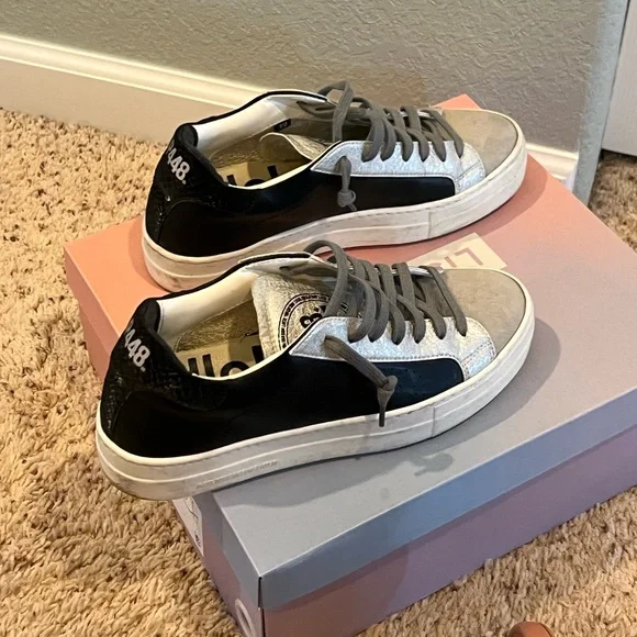 P448, Silver/Black Sneakers, Size 39 - Picture 6 of 9